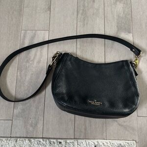 Kate Spade Black Pebbled Leather Crossbody with Gold Hardware